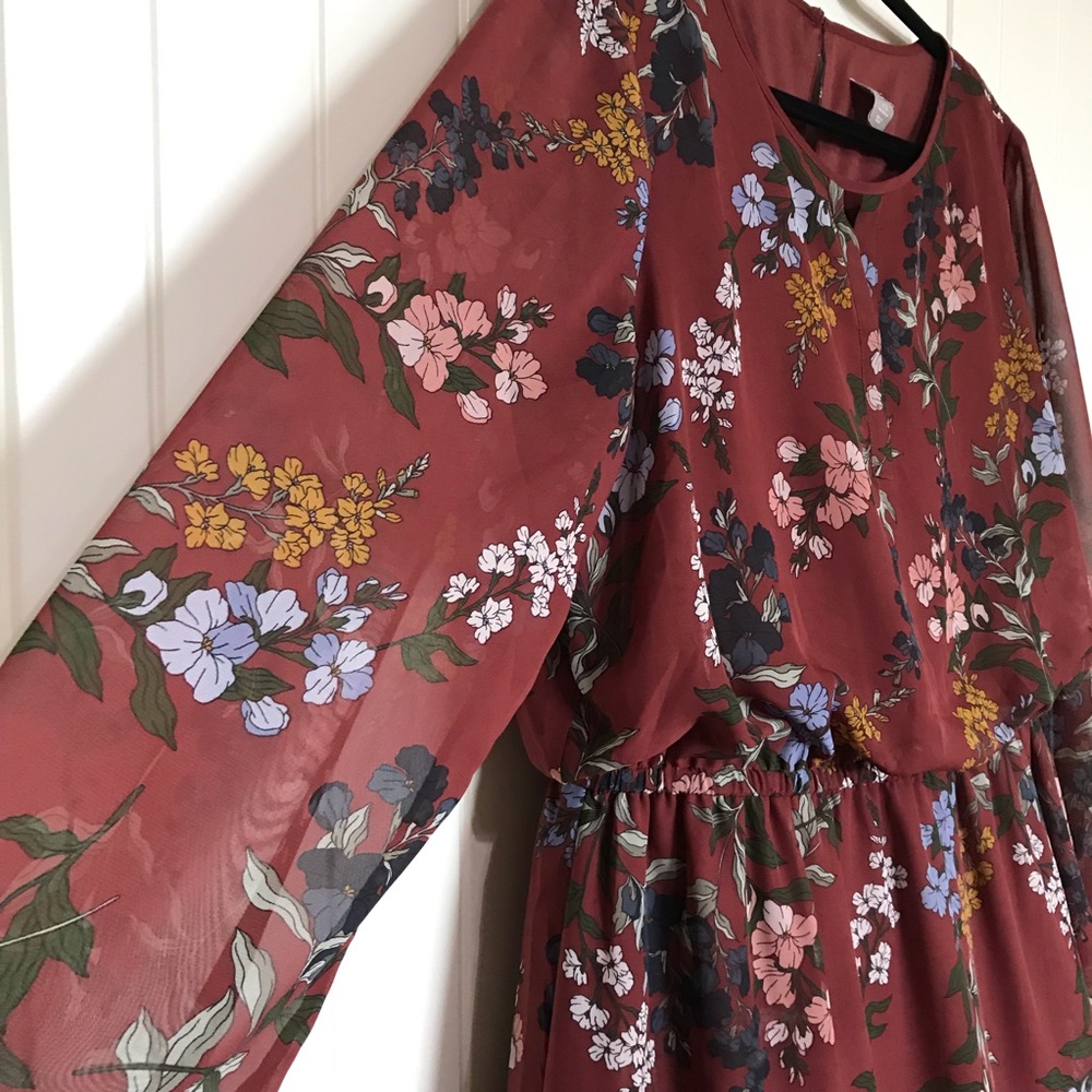 Chico’s Floral Keyhole Dress Size Large - Picture 6 of 9